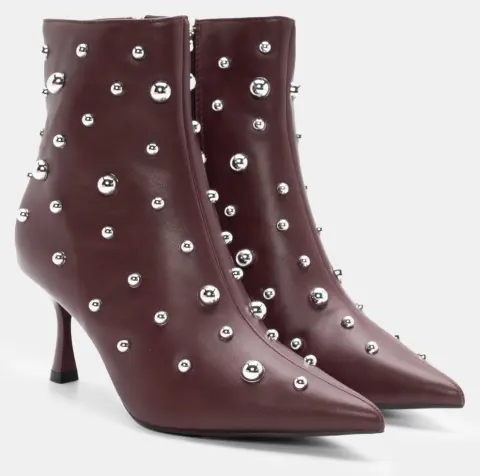 Μποτάκια Μυτερά με Διακοσμητικά Τρούκς - Μπορντό