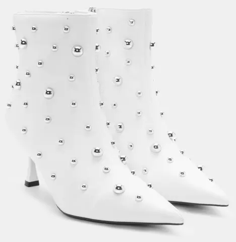Μποτάκια Μυτερά με Διακοσμητικά Τρούκς - Λευκό