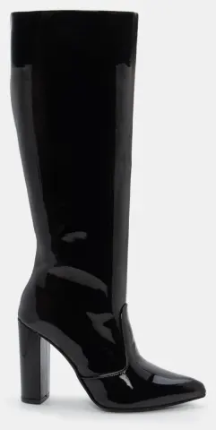 LUIGI DESIGN - Μπότες Μυτερές με Τακούνι - Μαύρο-Λουστρίνι