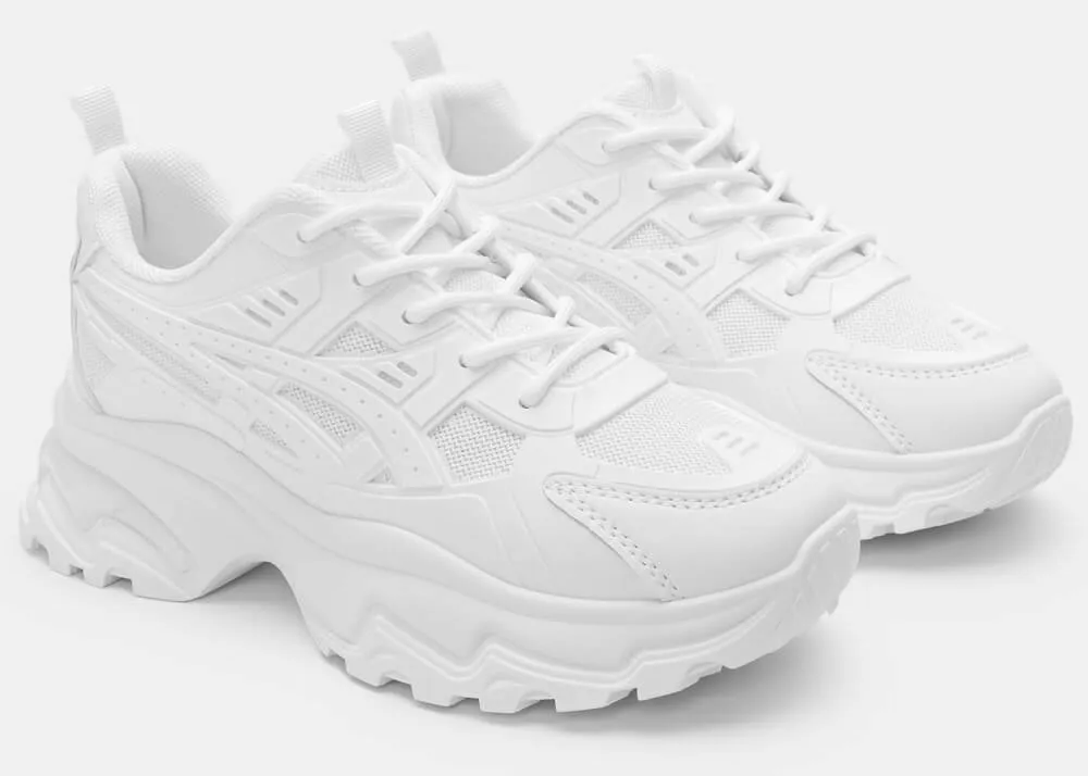 Sneakers Μονόχρωμα με Δίχτυ - Λευκό