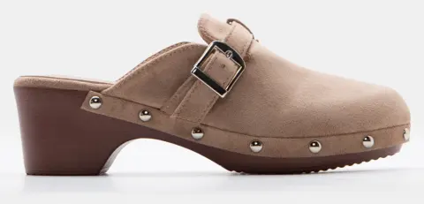 Clogs με Διακοσμητικό Λουράκι - Μπεζ-Σκούρο