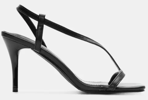 Πέδιλα με Λοξό Λουράκι - Μαύρο-Ματ