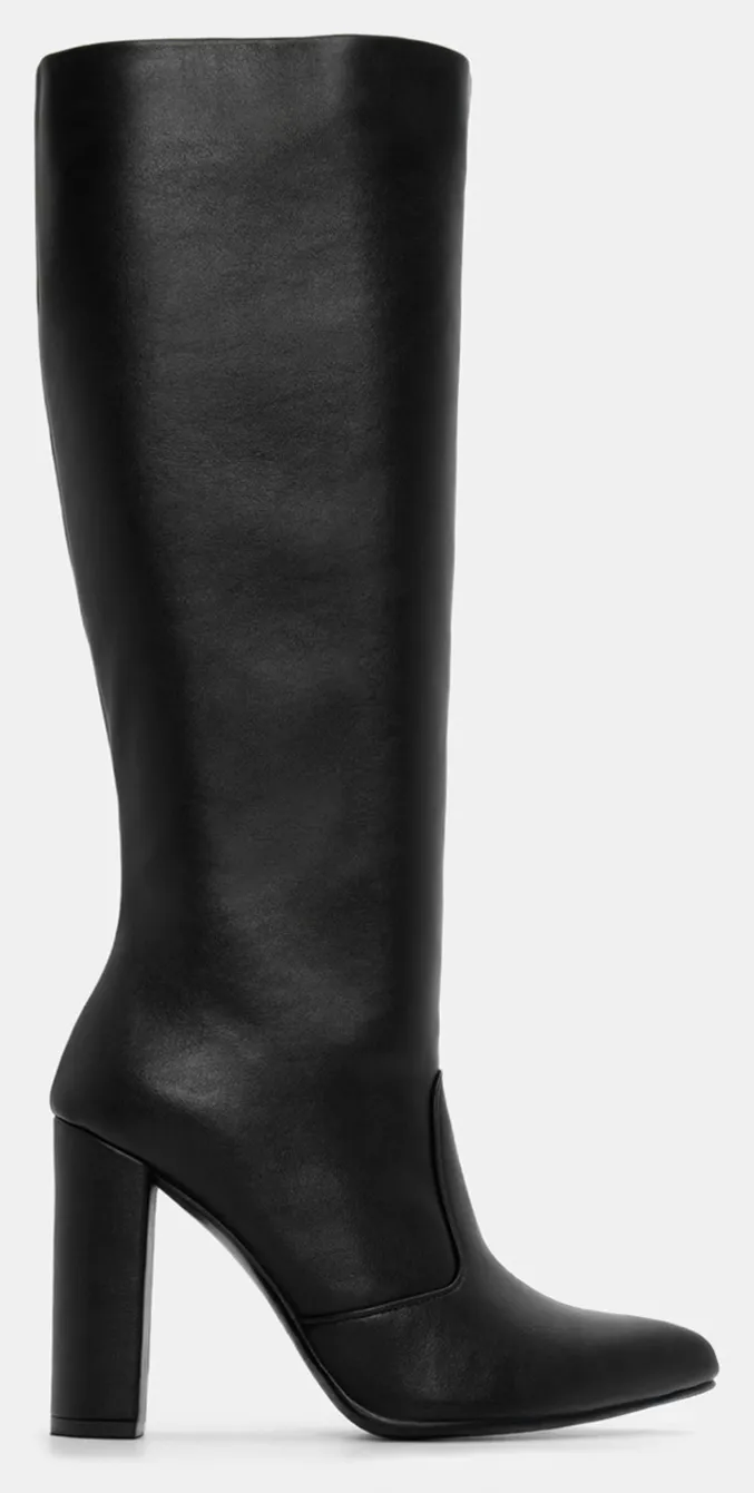 LUIGI DESIGN - Μπότες Μυτερές με Τακούνι - Μαύρο-Ματ