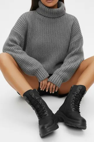 Αρβυλάκια με Τρακτερωτή Σόλα - Μαύρο