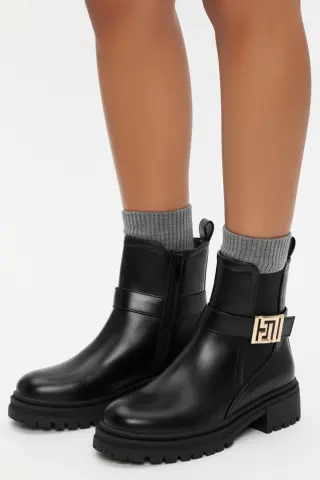 Μποτάκια Chelsea με Διακοσμητικό Λουράκι - Μαύρο