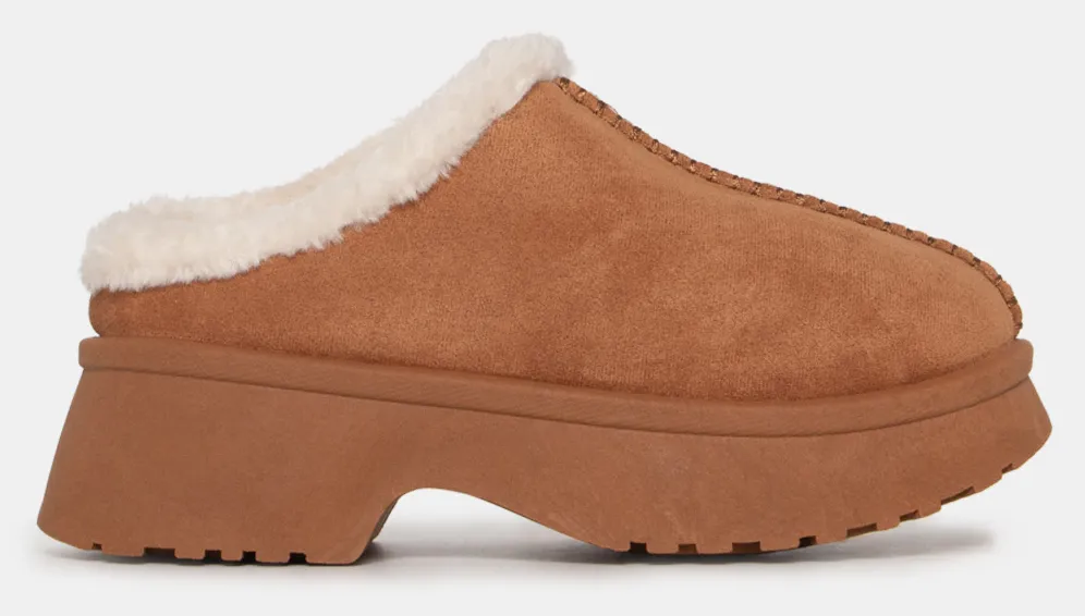 Clogs Σαμπό με Εσωτερική Επένδυση Γούνας - Κάμελ