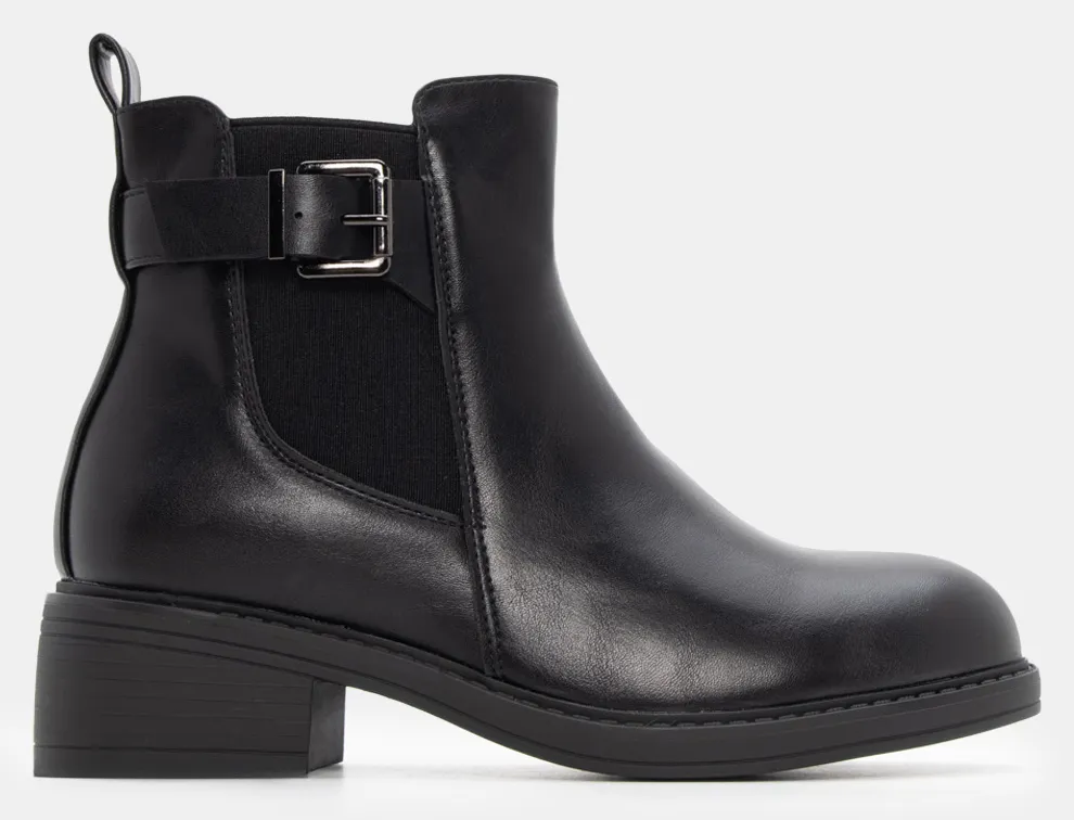 Μποτάκια Chelsea με Διακοσμητικό Λουράκι - Μαύρο