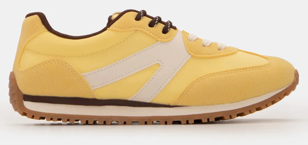 Sneakers σε Συνδυασμό Χρωμάτων & Υλικών - Κίτρινο