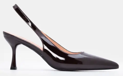 Γόβες Μυτερές Open Heel - Καφέ Σκούρο