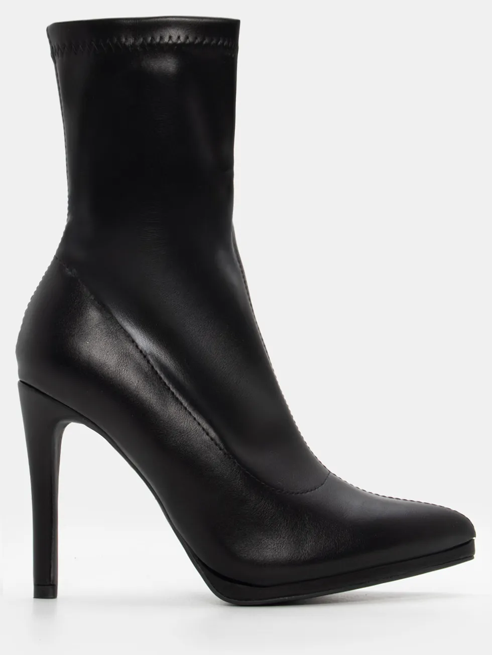 Μποτάκια Κάλτσα Μυτερά με Ραφές - Μαύρο