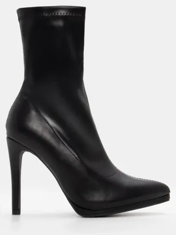 Μποτάκια Κάλτσα Μυτερά με Ραφές - Μαύρο