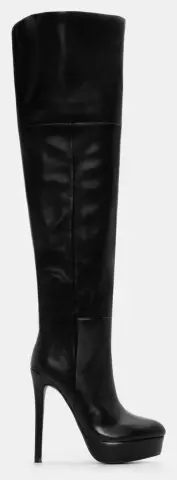 Μπότες Over The Knee με Φιάπα & Τακούνι - Μαύρο
