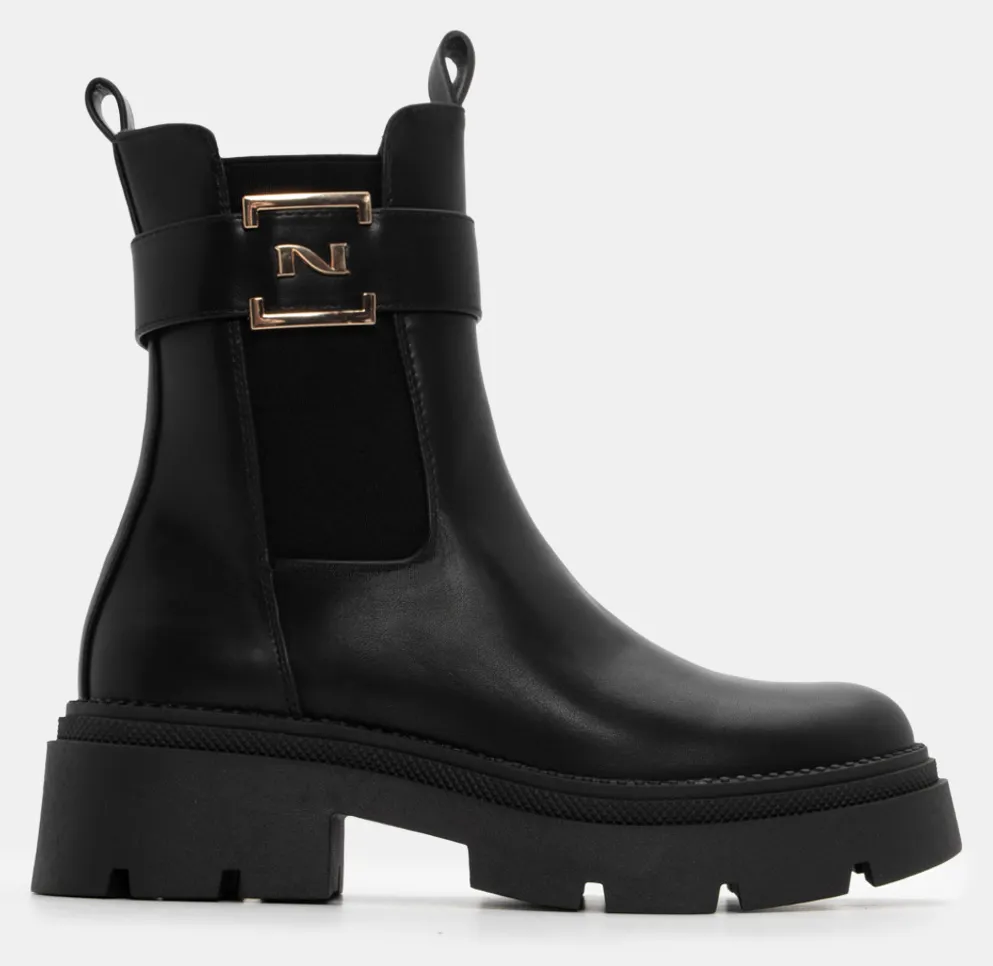 Μποτάκια Chelsea με Διακοσμητικό Λουράκι - Μαύρο