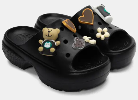 Παντόφλες Δίσολες με Διακοσμητικά - Μαύρο