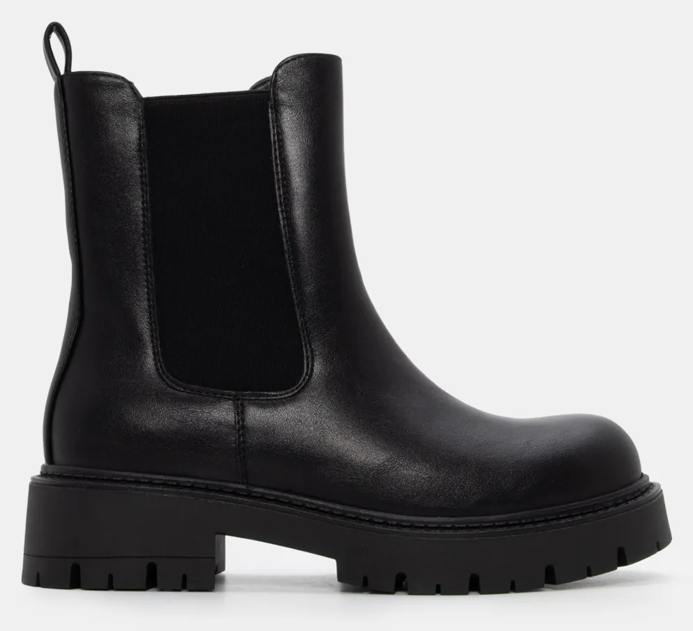 Μποτάκια Chelsea με Τρακτερωτή Σόλα - Μαύρο