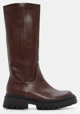 Μπότες με Τρακτερωτή Σόλα - Καφέ Σκούρο