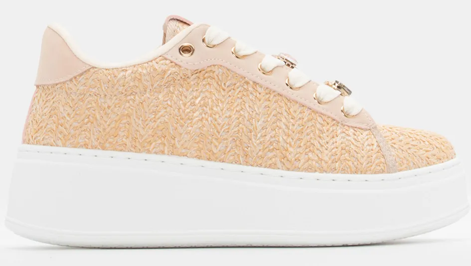 Sneakers με Διακοσμητικά από Strass - Μπεζ-Σκούρο