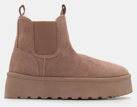 Μποτάκια Chelsea με Εσωτερική Επένδυση Γούνας - Μπεζ-Σκούρο