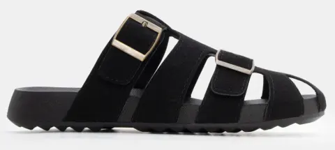 Σανδάλια Flatform με Διπλές Τόκες - Μαύρο