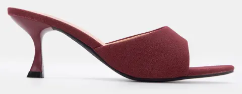 Mules Kitten Heel με Φαρδιά Φάσα - Μπορντό