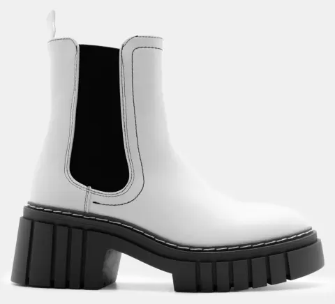 Μποτάκια Chelsea με Τρακτερωτή Σόλα - Λευκό