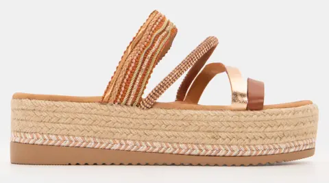 Πλατφόρμες Εσπαντρίγιες με Λουράκια & Strass - Κάμελ