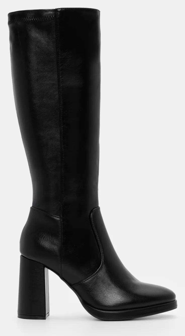 Μπότες με Φιάπα & Τακούνι - Μαύρο