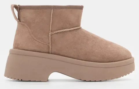 Μποτάκια με Εσωτερική Επένδυση Γούνας - Μπεζ-Σκούρο