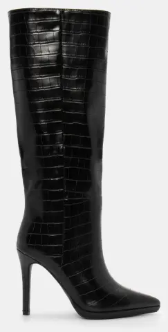 Μπότες Μυτερές με Λεπτομέρεια Croco - Μαύρο