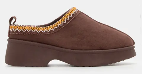 Clogs Σαμπό με Κέντημα - Καφέ Σκούρο