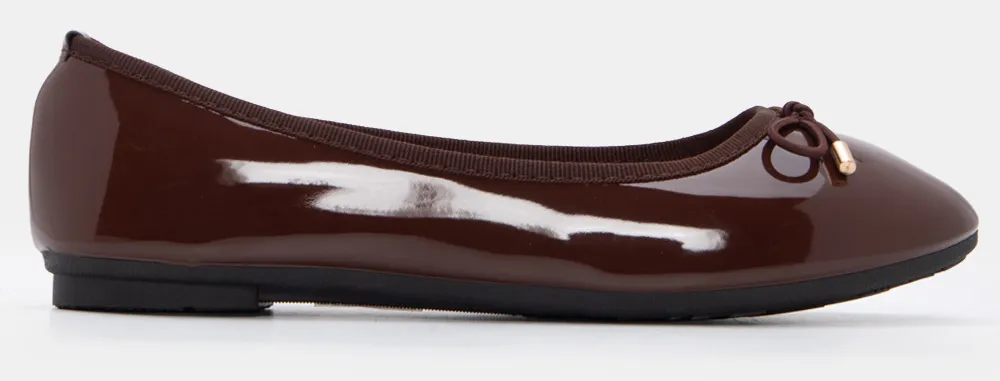 Μπαλαρίνες με Διακοσμητικό Φιόγκο - Καφέ Σκούρο