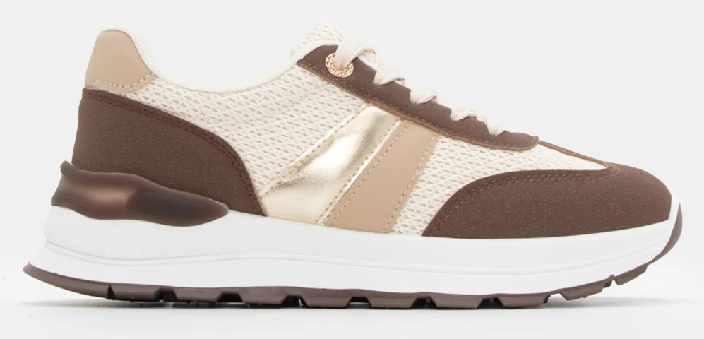 Sneakers σε Συνδυασμό Χρωμάτων & Υλικών - Καφέ