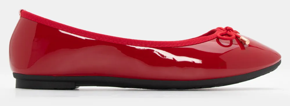 Μπαλαρίνες με Διακοσμητικό Φιόγκο - Κόκκινο-Λουστρίνι