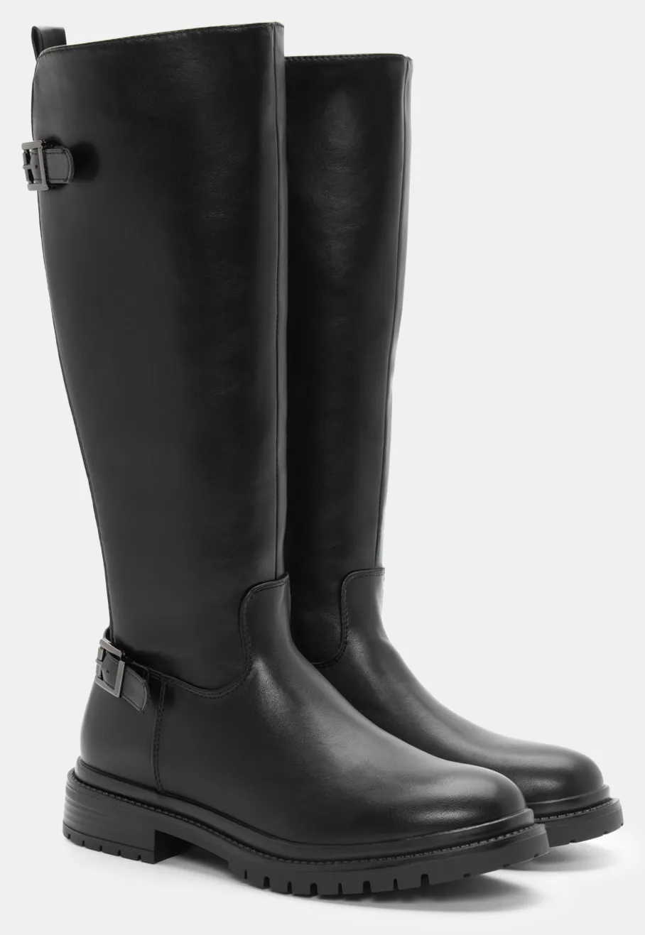 Μπότες με Λάστιχο & Λουράκια - Μαύρο