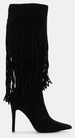 Μπότες Μυτερές με Κρόσσια - Μαύρο