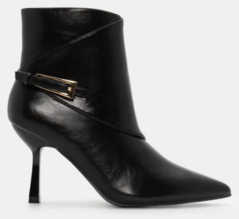 Μποτάκια Μυτερά με Διακοσμητικό Λουράκι - Μαύρο