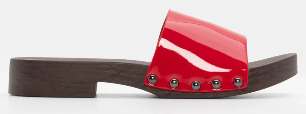 Clogs με Φαρδιά Φάσα & Τρούκς - Κόκκινο