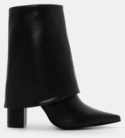 Μποτάκια με Εφέ Αναδιπλούμενης Φάσας - Μαύρο