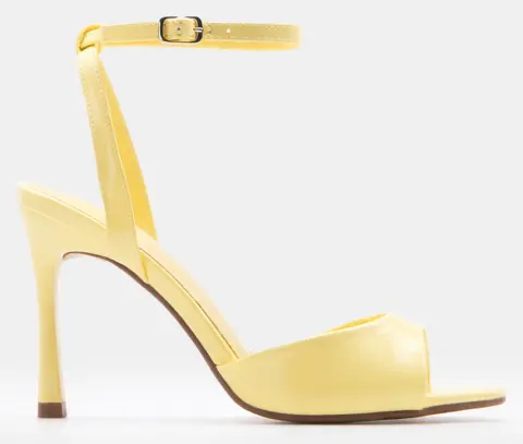 Πέδιλα με Λεπτό Τακούνι & Μπαρέτα - Κίτρινο