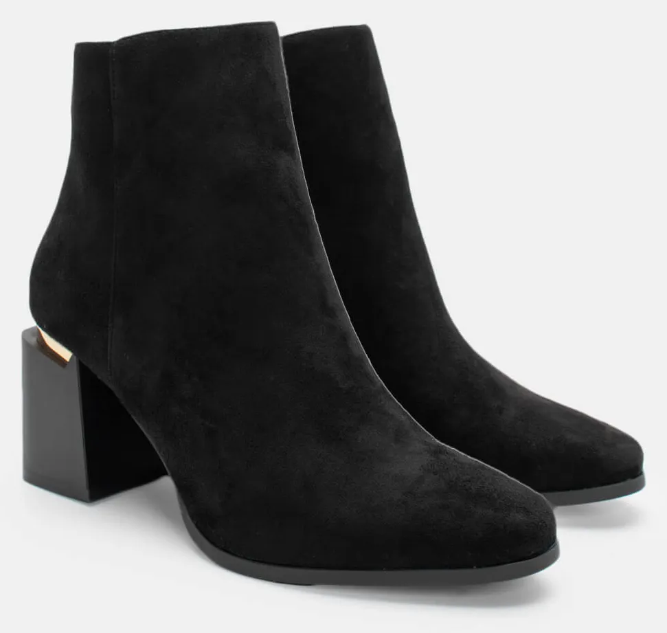 Μποτάκια Αστραγάλου με Μεταλλική Λεπτομέρεια στο Τακούνι - Παραλλαγή-Μαύρο