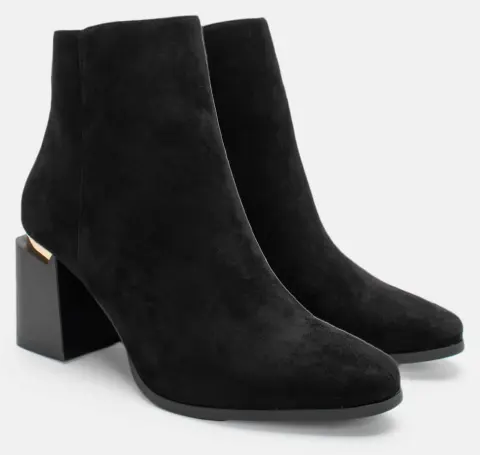 Μποτάκια Αστραγάλου με Μεταλλική Λεπτομέρεια στο Τακούνι - Παραλλαγή-Μαύρο