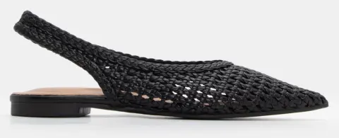 Γοβάκια Μυτερά με Πλεκτή Πλέξη - Μαύρο