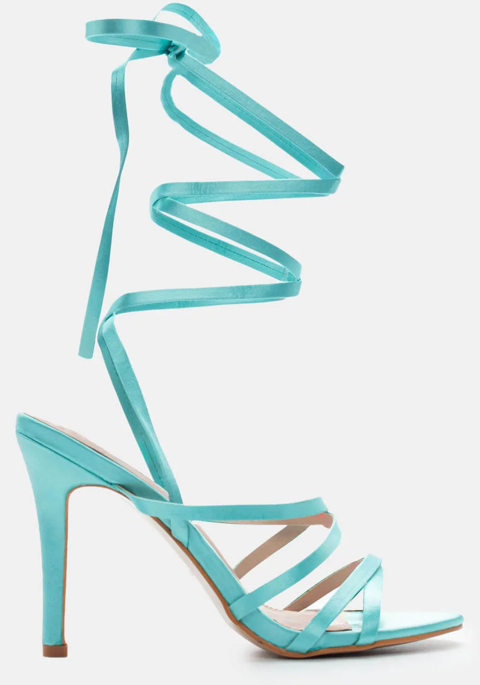 Πέδιλα Σατέν Lace Up - Γαλάζιο