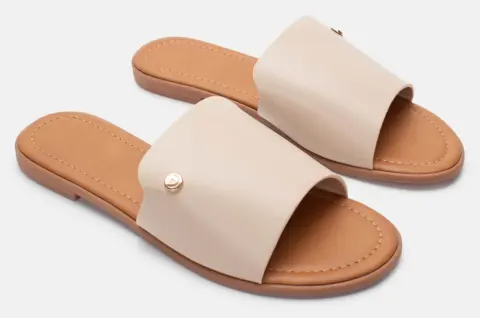 Flat Σανδάλια με Φαρδιά Φάσα - Μπεζ