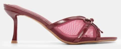 Mules με Δίχτυ & Διακοσμητικό Φιόγκο - Μπορντό