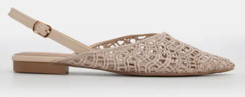 Γοβάκια Μυτερά με Πλεκτή Πλέξη - Μπεζ