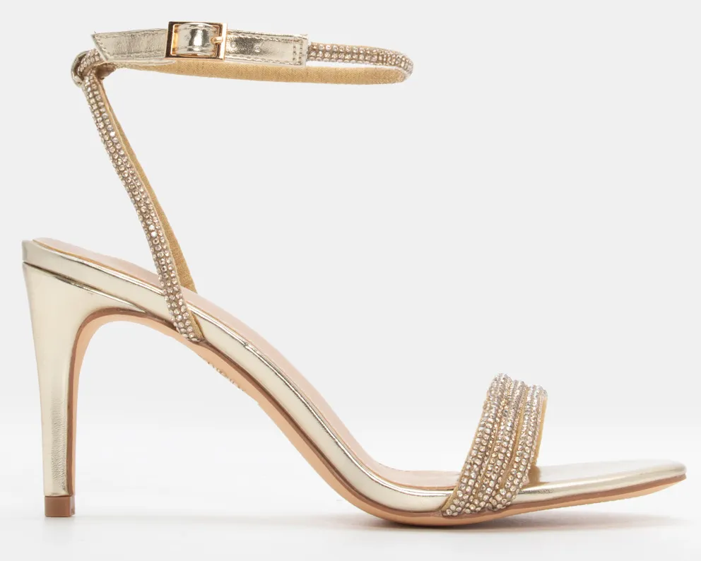 Πέδιλα με Διακοσμητικό Strass & Μπαρέτα - Χρυσό