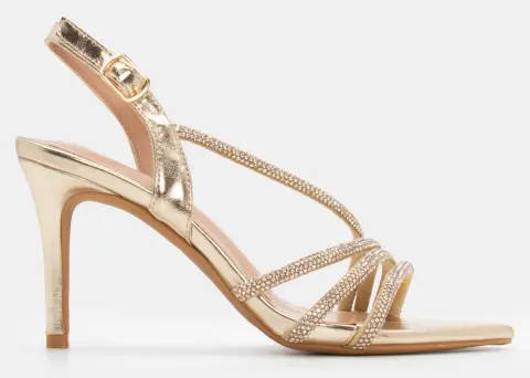 Πέδιλα με Λουράκια & Διακοσμητικό Strass - Χρυσό