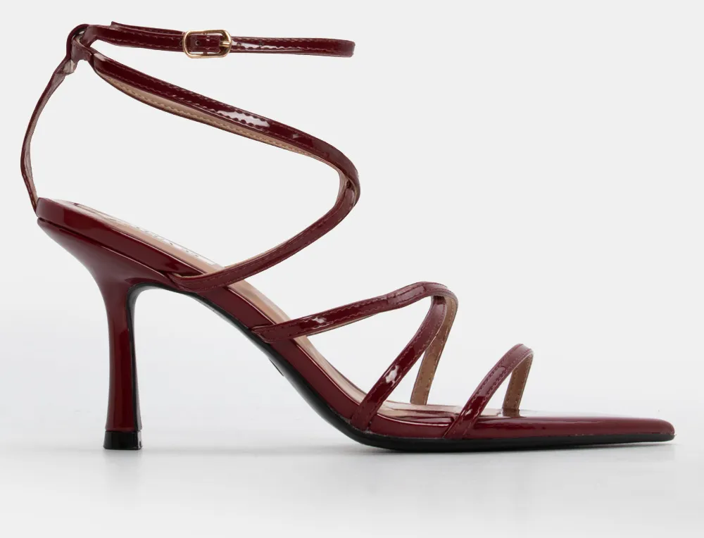 Πέδιλα με Πολλαπλά Λουράκια & Χιαστί Μπαρέτα - Μπορντό-Λουστρίνι