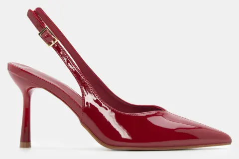 Γόβες Μυτερές Slingback - Μπορντό-Λουστρίνι